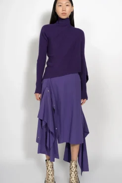 PURPLE DRAPED JUMPER IN MERINO KNIT