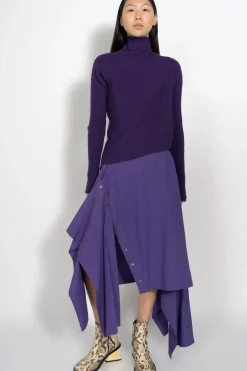 PURPLE DRAPED JUMPER IN MERINO KNIT