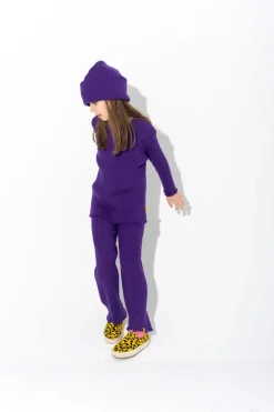 PURPLE MERINO KNIT BEANIE