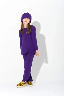 PURPLE MERINO KNIT TROUSERS
