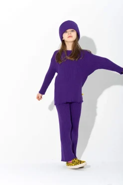 PURPLE MERINO KNIT TROUSERS