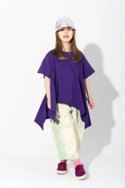 PURPLE T-SHIRT WITH SIDE FLAPS