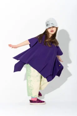 PURPLE T-SHIRT WITH SIDE FLAPS