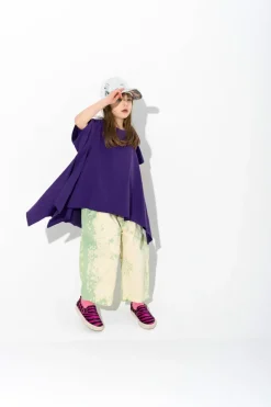PURPLE T-SHIRT WITH SIDE FLAPS