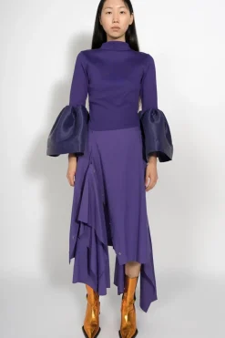 PURPLE TURTLENECK PUFF SLEEVE TOP