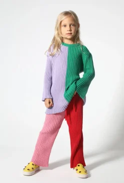 RED AND PINK COTTON KNIT TROUSERS