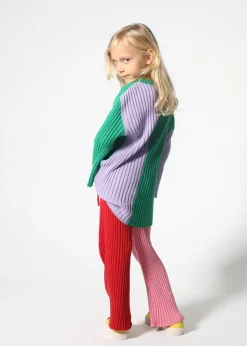 RED AND PINK COTTON KNIT TROUSERS