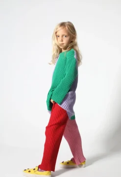 RED AND PINK COTTON KNIT TROUSERS