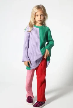 RED AND PINK COTTON KNIT TROUSERS
