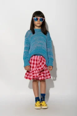 RED AND PINK GINGHAM SHORT SKIRT