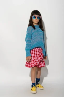 RED AND PINK GINGHAM SHORT SKIRT