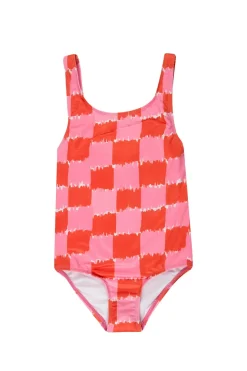 RED AND PINK GINGHAM SWIMSUIT
