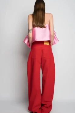 RED BOYFRIEND TROUSERS
