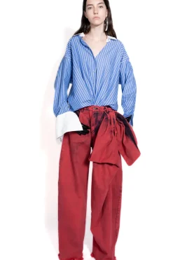 RED BOYFRIEND TROUSERS WITH BIG BOW