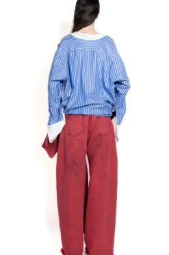 RED BOYFRIEND TROUSERS WITH BIG BOW