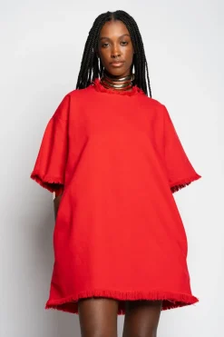 RED OVERSIZED T-SHIRT DRESS