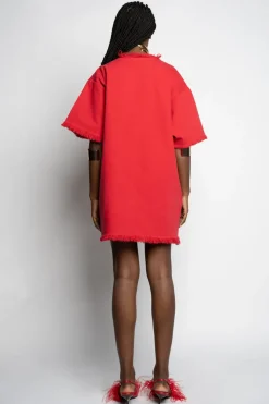 RED OVERSIZED T-SHIRT DRESS
