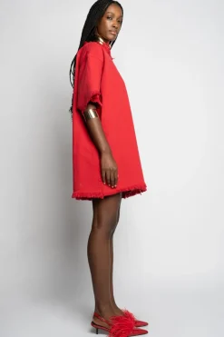 RED OVERSIZED T-SHIRT DRESS