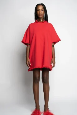 RED OVERSIZED T-SHIRT DRESS