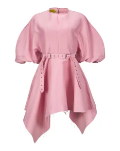 SILK TAFFETA BALLOON SLEEVE DRESS