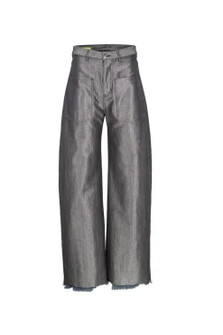 SILVER DENIM PATCH POCKET BOYFRIEND JEANS