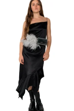 SILVER FEATHER BELT BAG