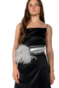 SILVER FEATHER BELT BAG