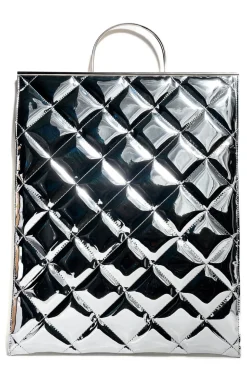 SILVER QUILTED SHOPPER