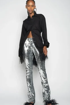 SILVER SEQUINS BOOTCUT TROUSERS