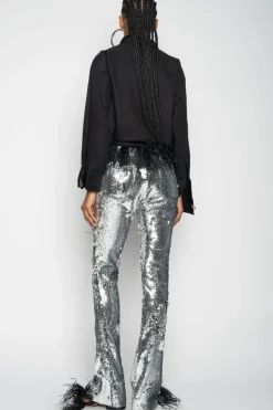 SILVER SEQUINS BOOTCUT TROUSERS