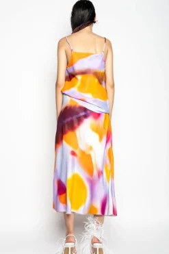 SLIP PRINTED SATIN SKIRT