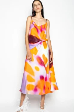 SLIP PRINTED SATIN SPAGHETTI STRAP TOP