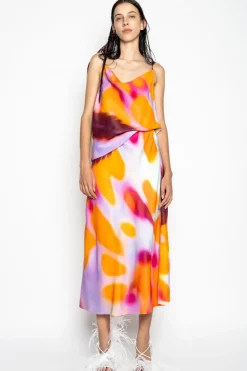SLIP PRINTED SATIN SPAGHETTI STRAP TOP