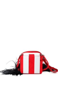 STRIPED WALLET BAG WITH FEATHER STRAP