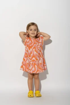 TERRY WAVY PRINT T-SHIRT DRESS