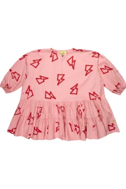 THUNDER PRINT GATHERED DRESS