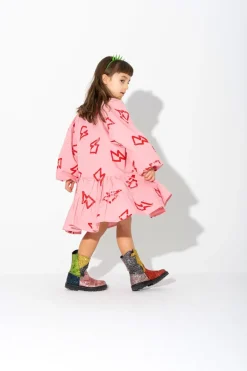 THUNDER PRINT GATHERED DRESS