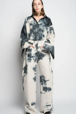 TIE DYE BLACK BOYFRIEND TROUSERS