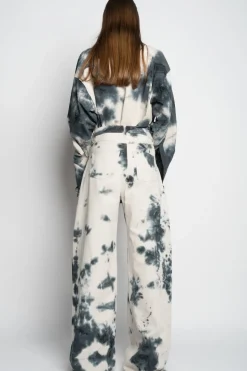 TIE DYE BLACK BOYFRIEND TROUSERS