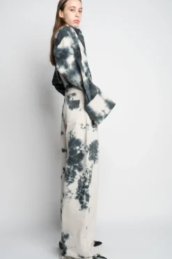 TIE DYE BLACK BOYFRIEND TROUSERS