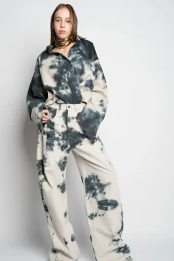 TIE DYE BLACK BOYFRIEND TROUSERS