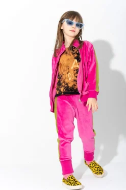 TRACKSUIT VELOUR TROUSERS WITH CONTRAST TAPE