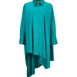 TURQUOISE ASYMMETRIC OVERSIZE SHIRT DRESS