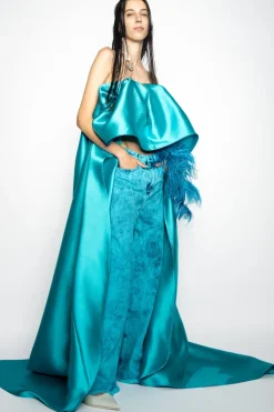 TURQUOISE DENIM BOYFRIENDS TROUSERS