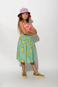 TURQUOISE HANDS PRINT GATHERED SKIRT