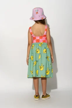 TURQUOISE HANDS PRINT GATHERED SKIRT