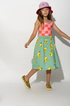TURQUOISE HANDS PRINT GATHERED SKIRT