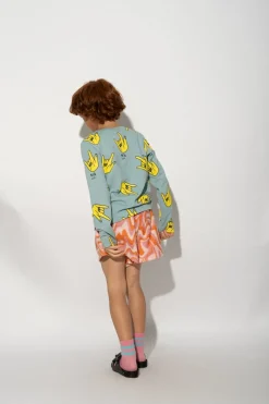 TURQUOISE HANDS PRINT LONG SLEEVE TOP