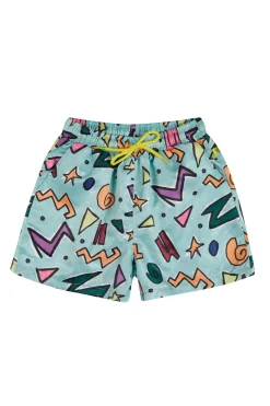 TURQUOISE SQUIGGLE PRINT SWIM SHORT