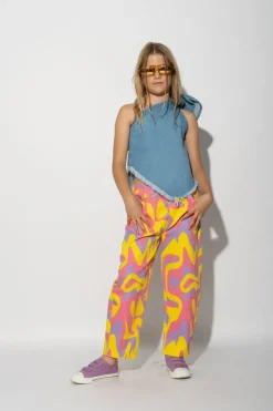 WAVY PRINT BAGGY TROUSERS